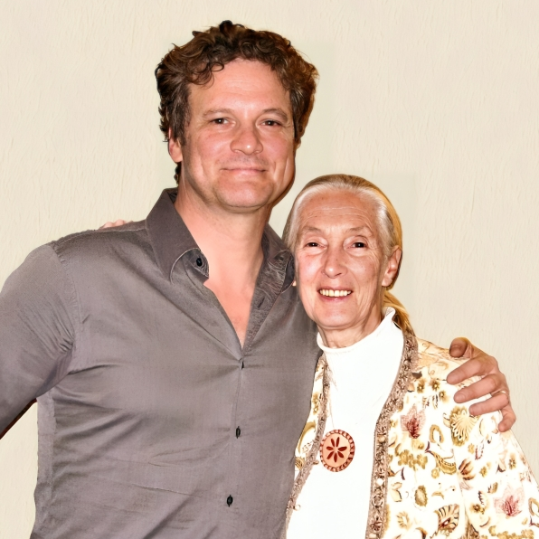Colin Firth and Jane Goodall in 2009